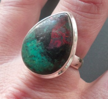 Zilveren ring met Sonora sunrise (chrysocolla met cupriet) 18.5